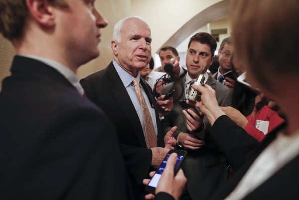 Sen. John McCain (R-AZ) voted against moving a resolution forward that would have scrapped the methane waste rule. CREDIT: AP Photo/Pablo Martinez Monsivais