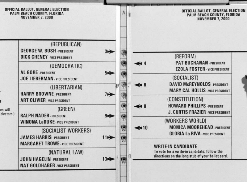 Palm Beach Chad Ballot from the 2000 Election; CREDIT: