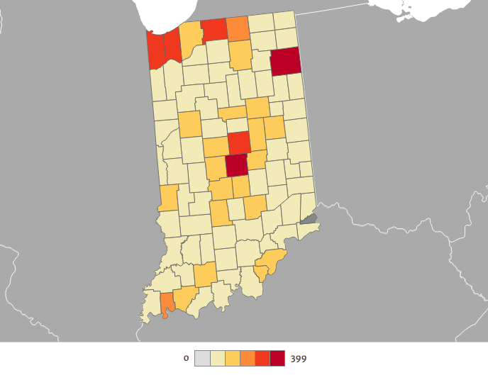 Indiana solar jobs by county. CREDIT: SEIA