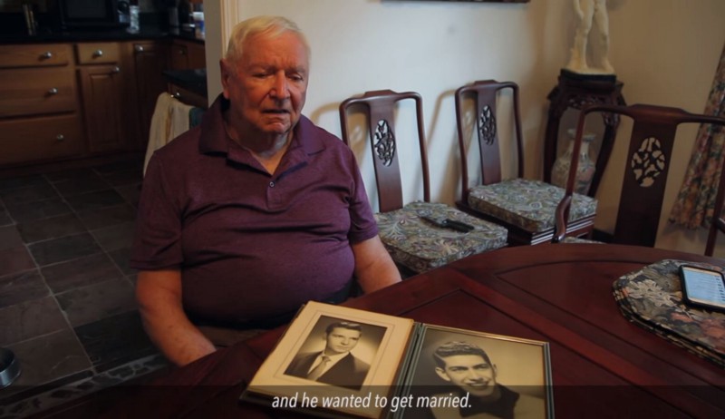 Jack Zawadski sharing photos of his late husband Bob Huskey. CREDIT: Lambda Legal/Screenshot