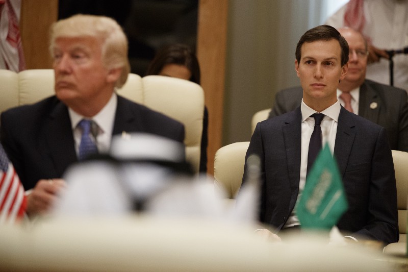 Jared Kushner observes a meeting in Saudi Arabia. CREDIT: AP Photo/Evan Vucci