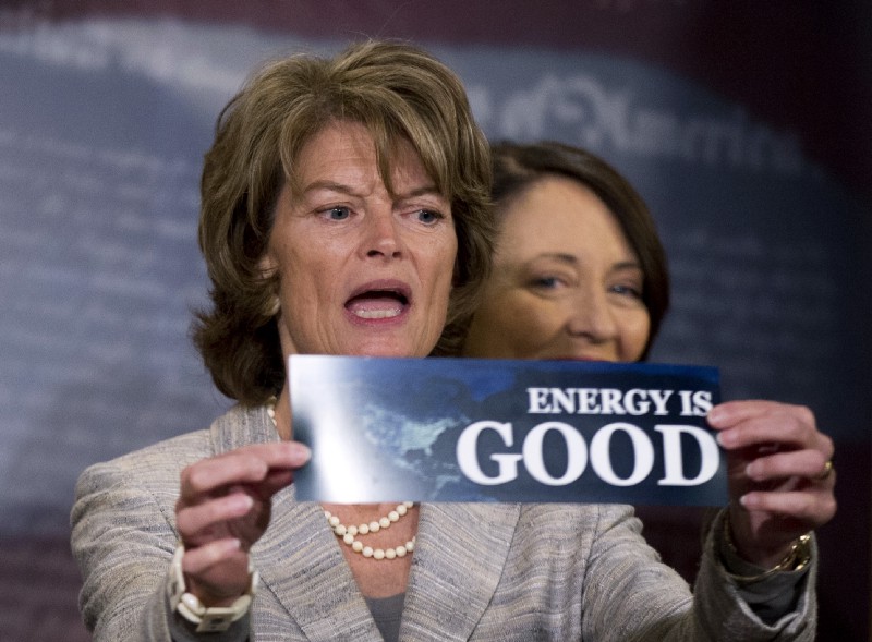 Senate Energy and Natural Resources Committee Chair Sen. Lisa Murkowski (R-AK), seen here at an April 20, 2016, news conference, oversaw a FERC commissioner confirmation hearing on May 25, 2017. CREDIT: AP Photo/Manuel Balce Ceneta