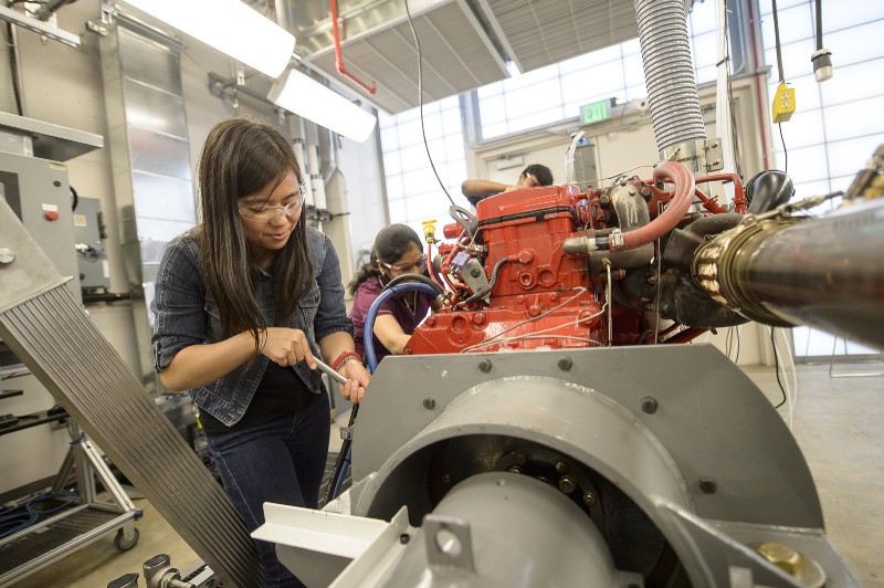 Researchers work in a Purdue University laboratory on a Next-Generation Energy Technologies for Connected and Autonomous On-Road Vehicles project. CREDIT: Purdue University/Charles Jischke