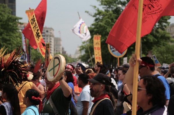 Indigenous people stood at the forefront of the march. CREDIT: Nexus Media