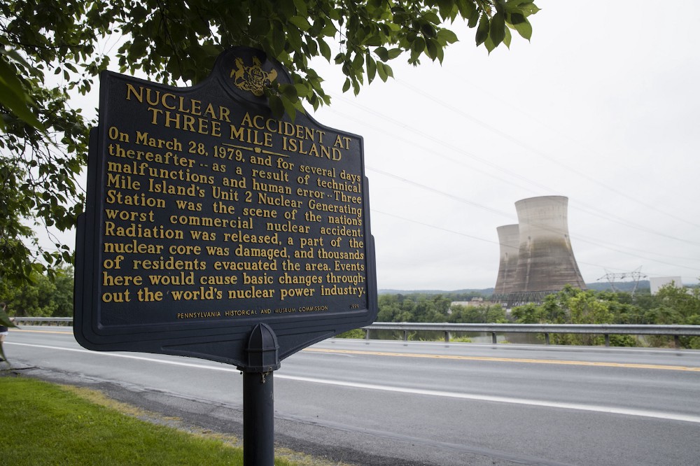 Cooling towers at the Three Mile Island nuclear power plant in Middletown, PA, May 22, 2017. CREDIT: AP/Matt Rourke