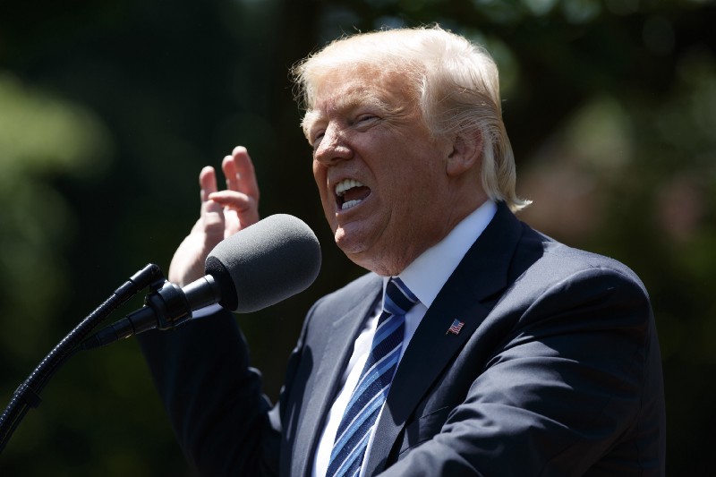 President Donald Trump speaks in the Rose Garden of the White House in Washington, Tuesday, May 2, 2017. CREDIT: AP Photo/Evan Vucci