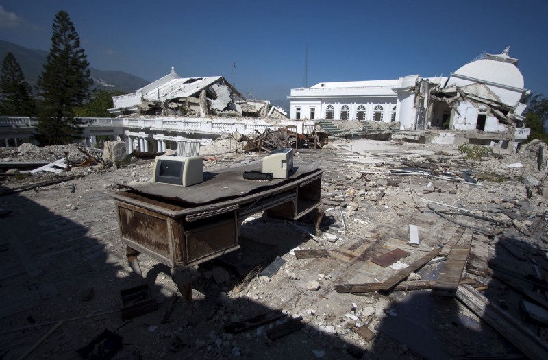 In this Aug. 17, 2012 photo, printers sit on a desk on the roof the earthquake damaged National Palace in Port-au-Prince, Haiti. CREDIT: AP Photo/Dieu Nalio Chery