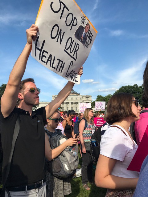 Protesters at the U.S. Capitol on Wednesday. CREDIT: ThinkProgress/Casey Quinlan