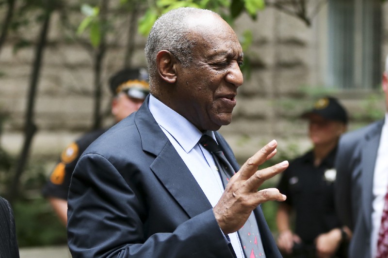 Bill Cosby stops and talks to the media gathered at the Allegheny County Courthouse as he leaves after the third day of jury selection in Pittsburgh for his sexual assault case on Wednesday, May 24, 2017. CREDIT: AP Photo/Keith Srakocic