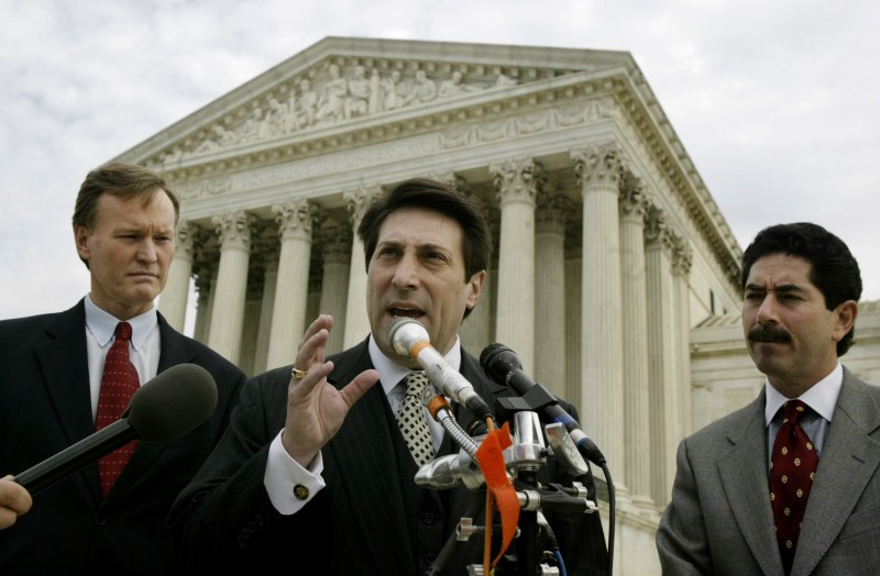 Attorney Jay Sekulow speaks at a news conference near the Supreme Court in 2004 CREDIT: AP Photo/Evan Vucci