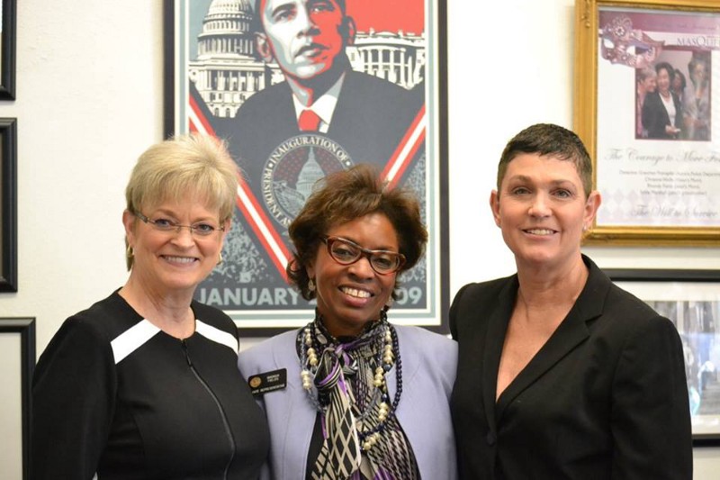 From left: Heidi Thomas, then-Rep. Rhonda FIelds (D-Co.), and Beth Ferrier. CREDIT: Photo courtesy of Heidi Thomas