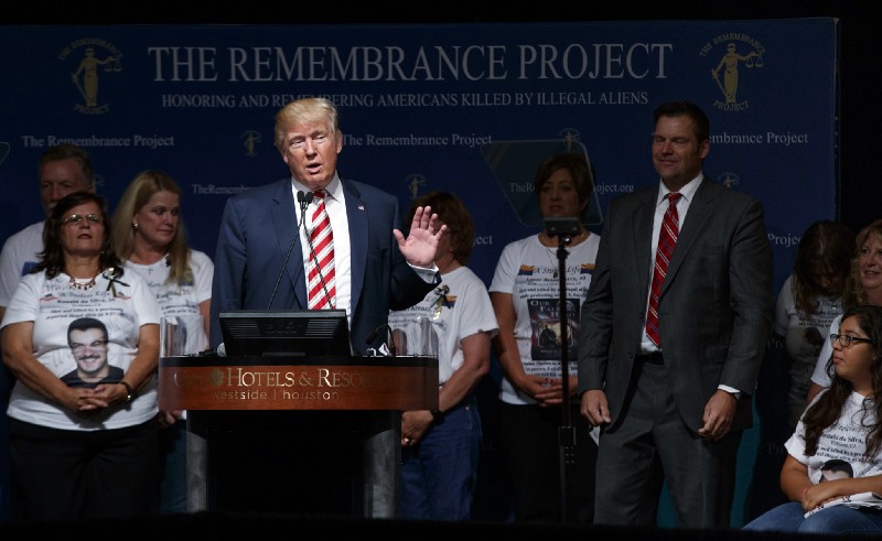 Republican presidential candidate Donald Trump speaks during a event with The Remembrance Project, Saturday, Sept. 17, 2016, in Houston. (Evan Vucci/AP)