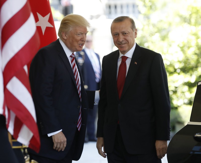 President Donald Trump welcomes Turkish President Recep Tayyip Erdogan to the White House on May 16, 2017. CREDIT: AP Photo/Pablo Martinez Monsivais