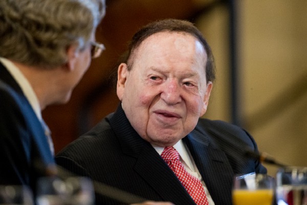 Chief Executive of Las Vegas Sands Corporation Sheldon Adelson is seen at a business roundtable with Japanese Prime Minister Shinzo Abe at the U.S. Chamber of Commerce in Washington, Friday, Feb. 10, 2017. CREDIT: AP Photo/Andrew Harnik