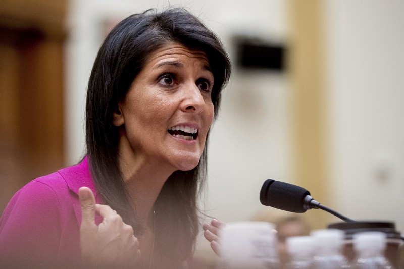UN Ambassador Nikki Haley testifies on Capitol Hill on Wednesday before the House Foreign Affairs Committee hearing: ‘Advancing U.S. Interests at the United Nations.’ CREDIT: AP Photo/Andrew Harnik