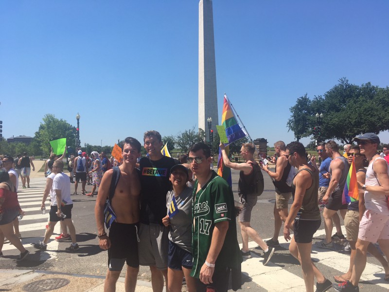 Covel, Robinson, Dai, and Shaw towards the end of the march. CREDIT: LIndsay Gibbs