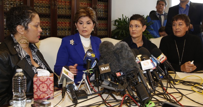 From left: Chelan Lasha, Gloria Allred, Beth Ferrier, and Helen Hayes share their allegations against Bill Cosby at a news conference in Los Angeles on Wednesday, Dec. 3, 2014. CREDIT: AP Photo/Damian Dovarganes