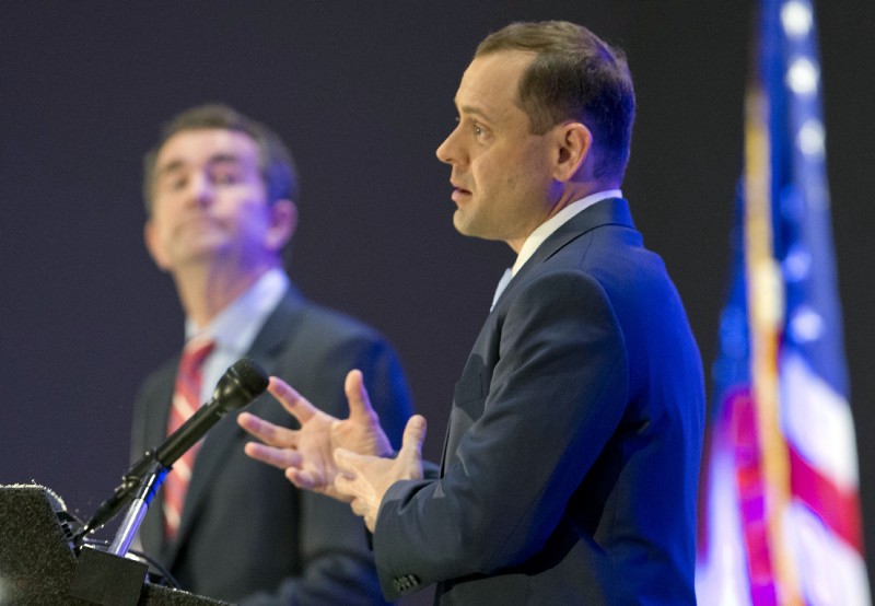 Virginia Democratic gubernatorial candidates Tom Perriello (front) and Ralph Northam. CREDIT: AP Photo/Steve Helber