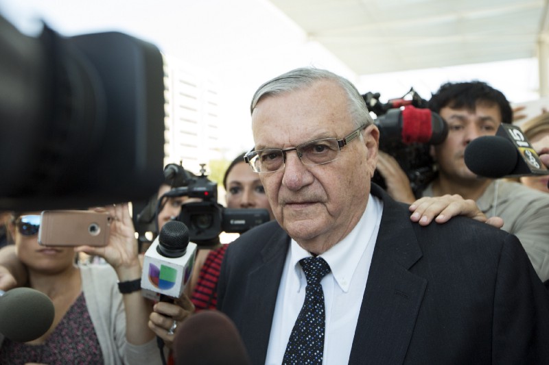 Former Sheriff Joe Arpaio leaves the federal courthouse on Thursday, July 6, 2017, in Phoenix. CREDIT: AP Photo/Angie Wang