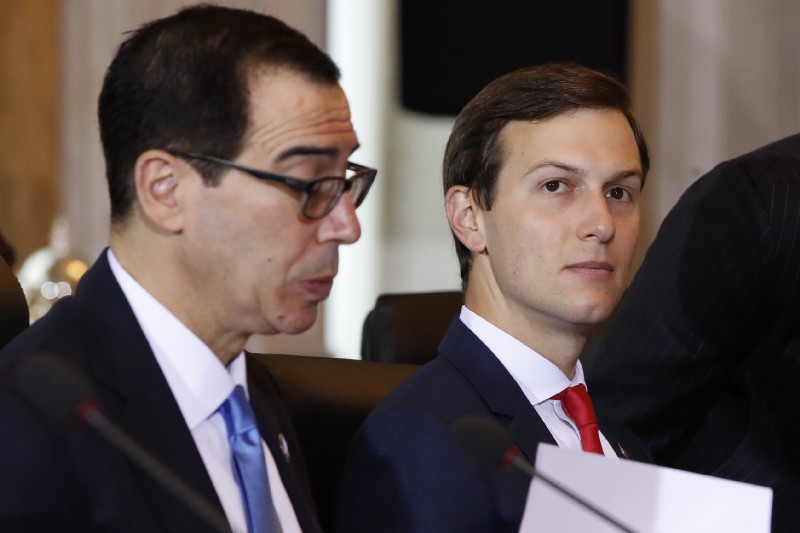 White House senior adviser Jared Kushner, right, sits next to Treasury Secretary Steven Mnuchin during the U.S.-China Comprehensive Economic Dialogue, Wednesday, July 19, 2017, at the Treasury Department in Washington. (AP Photo/Jacquelyn Martin)
