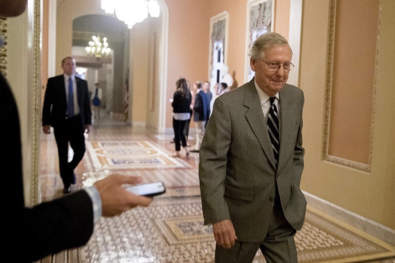 Senate Majority Leader Mitch McConnell of Ky. walks into the Senate Chamber at the Capitol, Thursday, July 20, 2017 CREDIT: AP Photo/Andrew Harnik