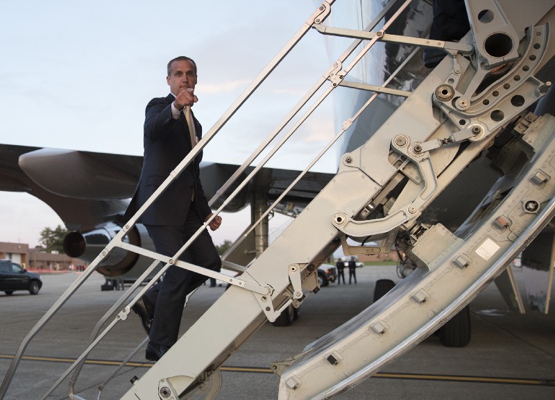 Corey Lewandowski boards Air Force One at Youngstown-Warren Regional Airport, in Vienna, Ohio, on July 25, 2017, en route to Washington. (Carolyn Kaster/AP)