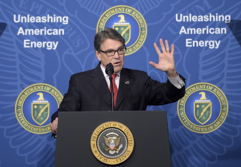Energy Secretary Rick Perry speaks at the Department of Energy in Washington, June 29, 2017. CREDIT: AP Photo/Susan Walsh