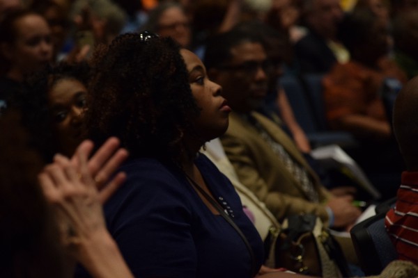 The first Baton Rouge resident to get a health care question in. Credit: ThinkProgress/Amanda Gomez