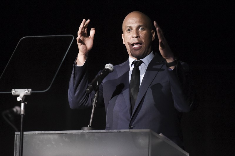 Cory Booker speaks at To the Rescue! Los Angeles Humane Society Benefit at Paramount Pictures Studios on Saturday, April 22, 2017, in Los Angeles. CREDIT: Richard Shotwell/Invision/AP