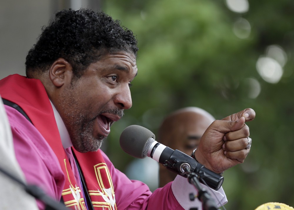 Rev. William Barber II, a key leader of the Religious Left. CREDIT: AP/Chuck Burton