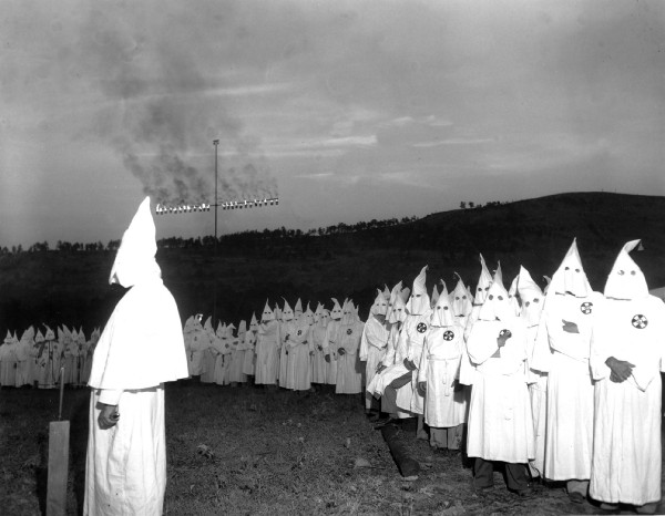 The Ku Klux Klan burns a huge cross atop Stone Mountain, near Atlanta, Ga. on July 23, 1948, while initiating 700 new members. CREDIT: AP Photo