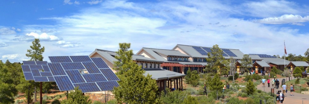 Solar panels power this visitor center at Grand Canyon National Park. CREDIT: Grand Canyon National Park