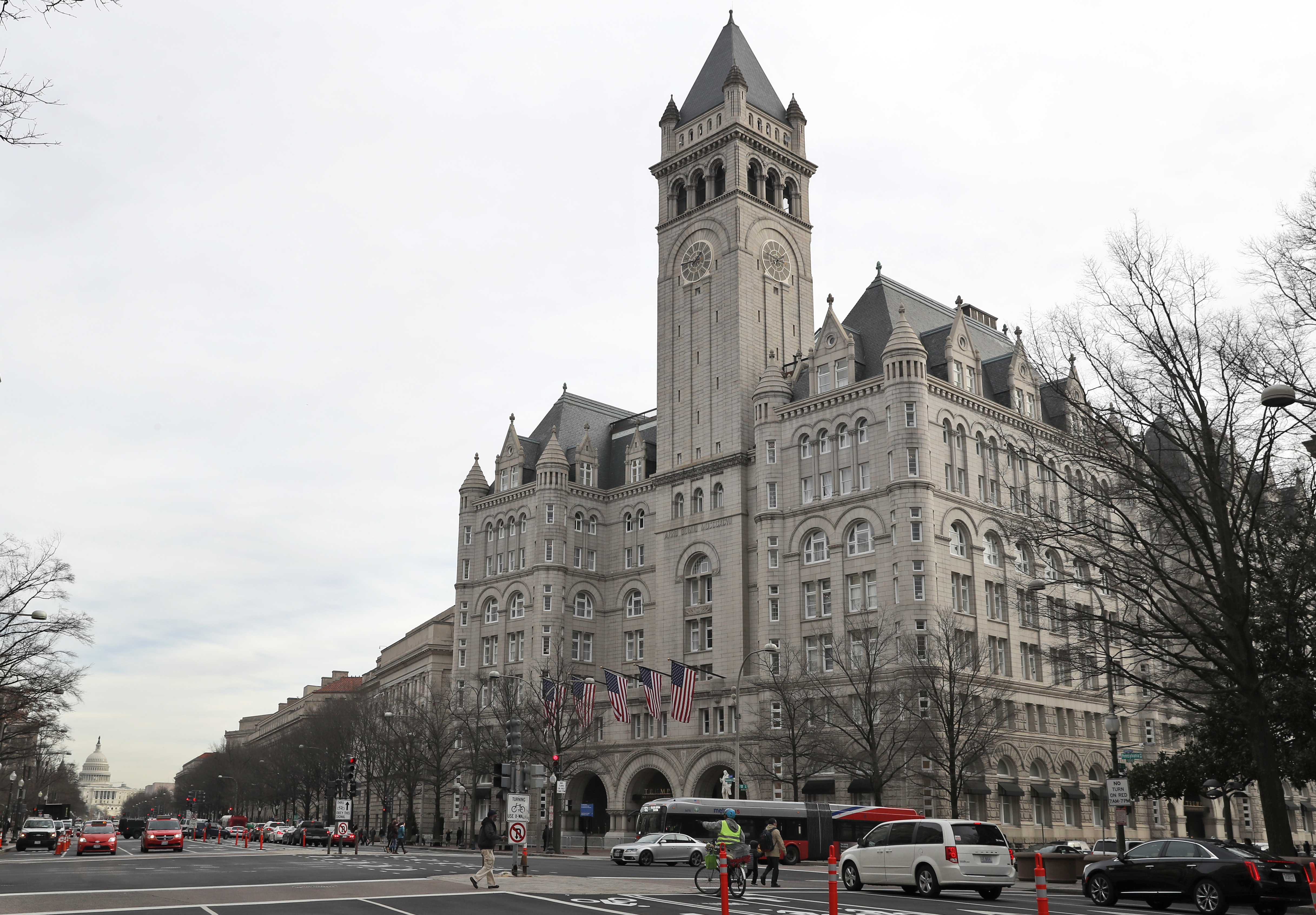 The Trump International Hotel at 1100 Pennsylvania Avenue NW, is seen Wednesday, Dec. 21, 2016 in Washington. (AP Photo/Alex Brandon)