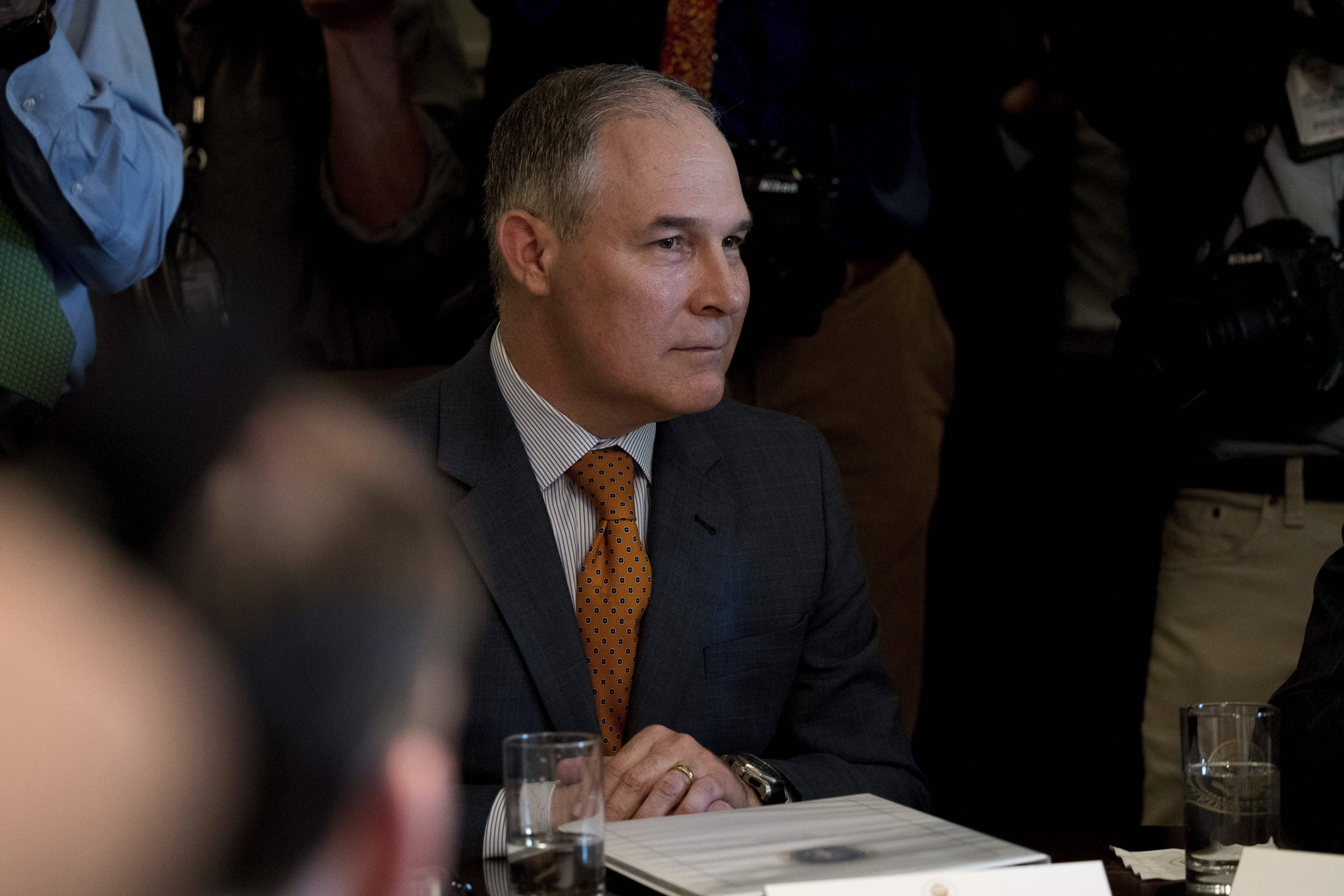 Environmental Protection Agency Administrator Scott Pruitt attends a Cabinet meeting with President Donald Trump, Monday, June 12, 2017, in the Cabinet Room of the White House in Washington. (AP Photo/Andrew Harnik)