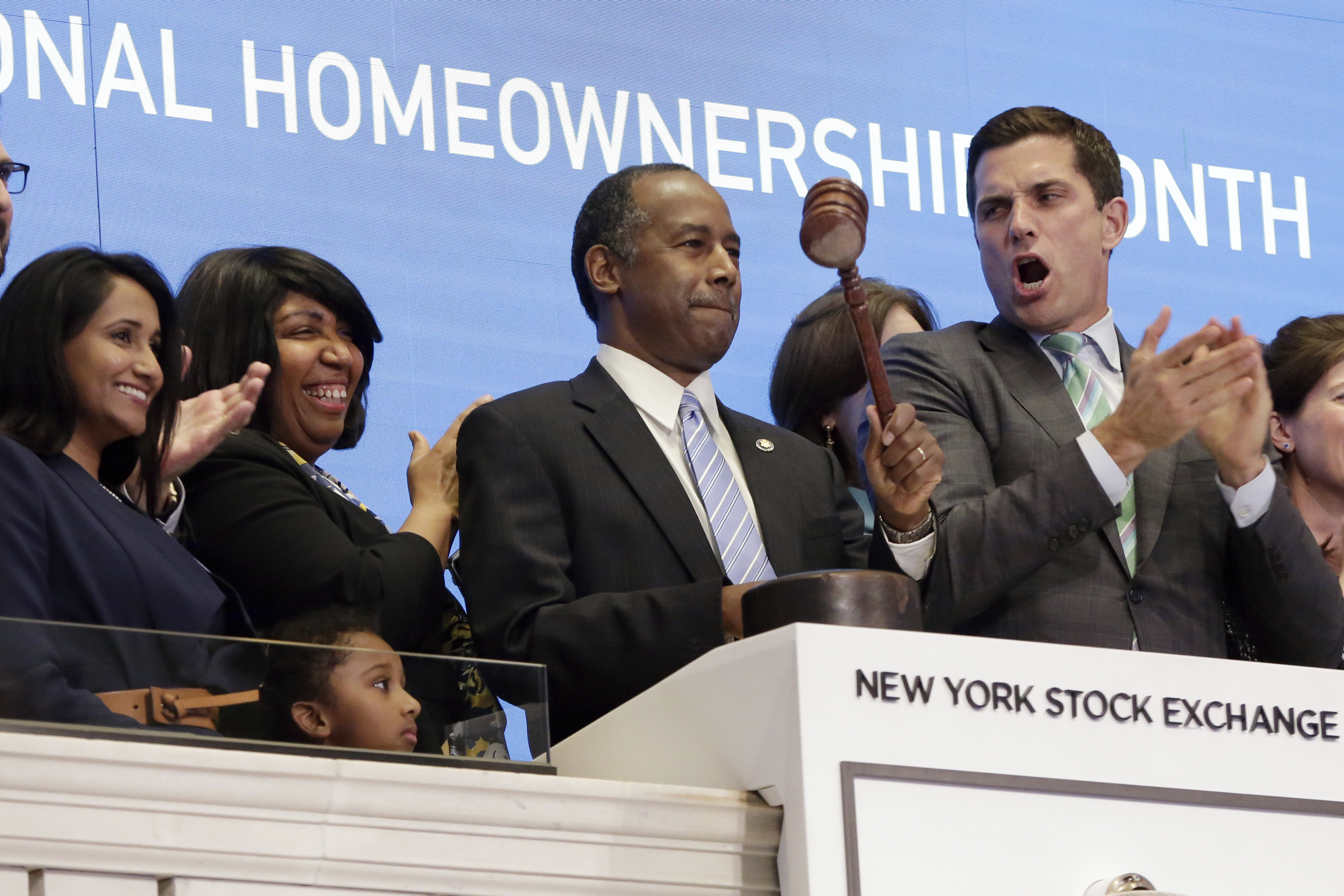 Secretary of Housing and Urban Development Ben Carson opening the New York Stock Exchange in June. CREDIT: AP Photo/Richard Drew