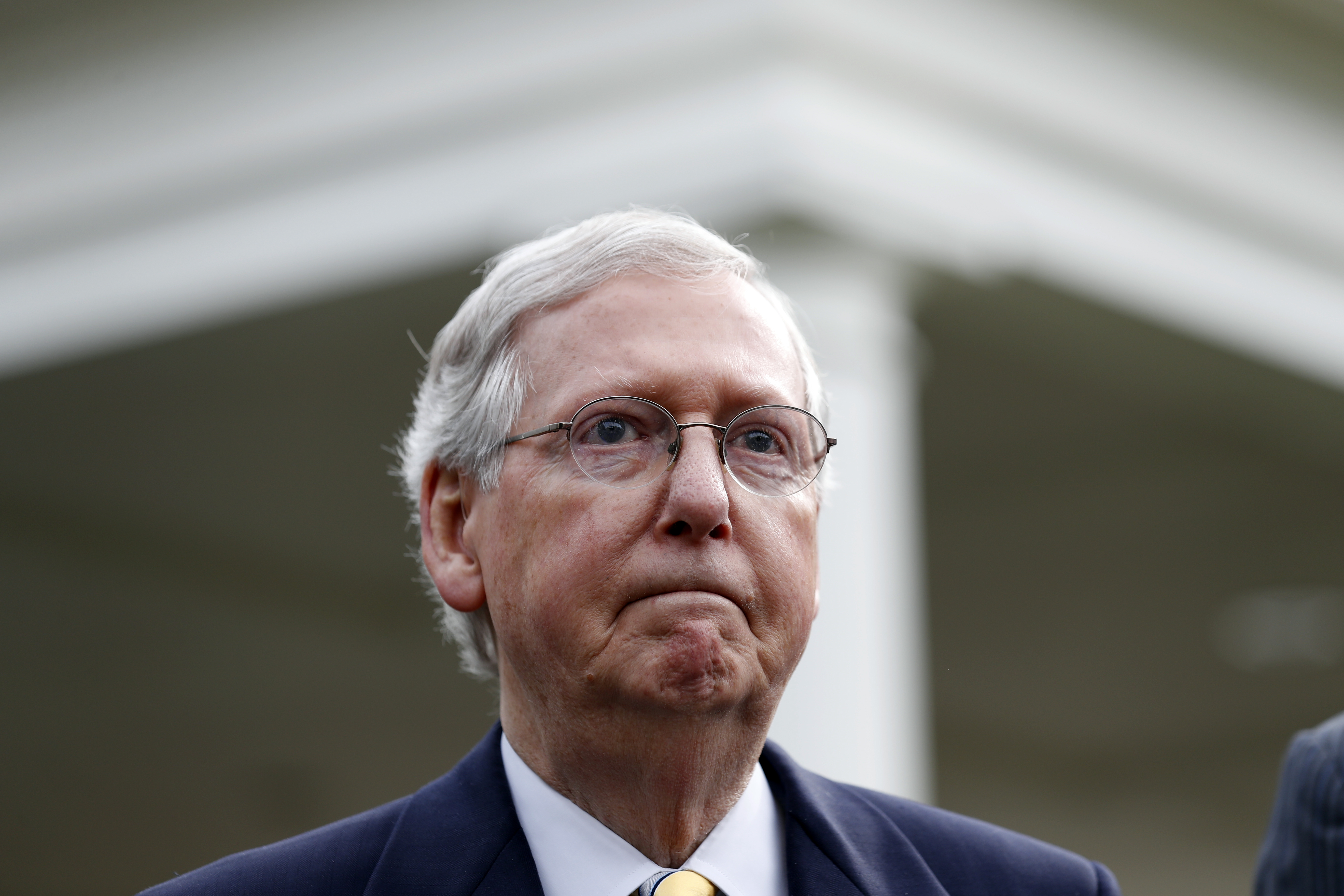 Senate Majority Leader Mitch McConnell of Ky., listens to a question while speaking with the media, June 27, 2017, in Washington. CREDIT: AP Photo/Alex Brandon
