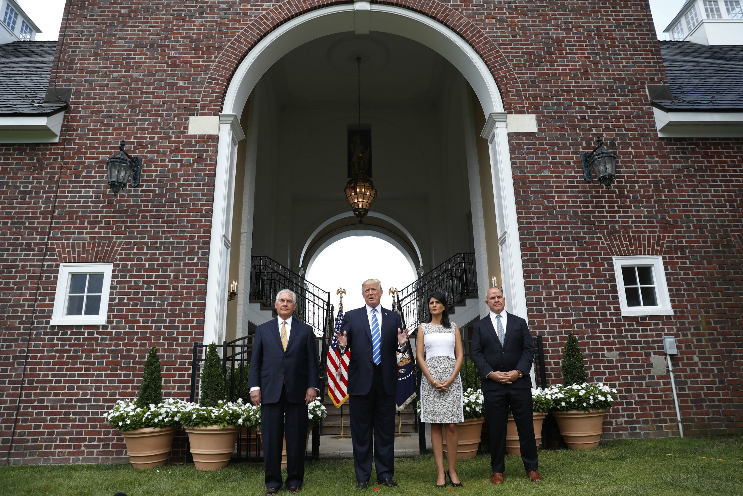 Trump holds a media event at his private golf club in Bedminster, New Jersey on August 11. CREDIT: AP Photo/Pablo Martinez Monsivais
