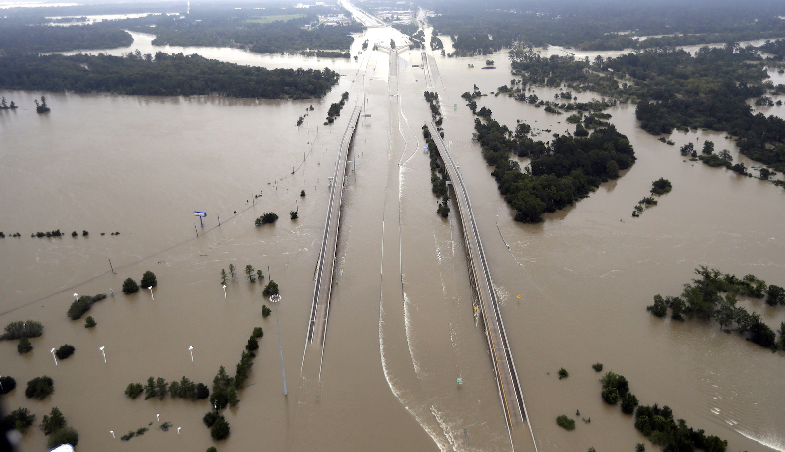 Texas Interstate 69 inundated by Harvey. August 29. CREDIT: AP Photo/David J. Phillip