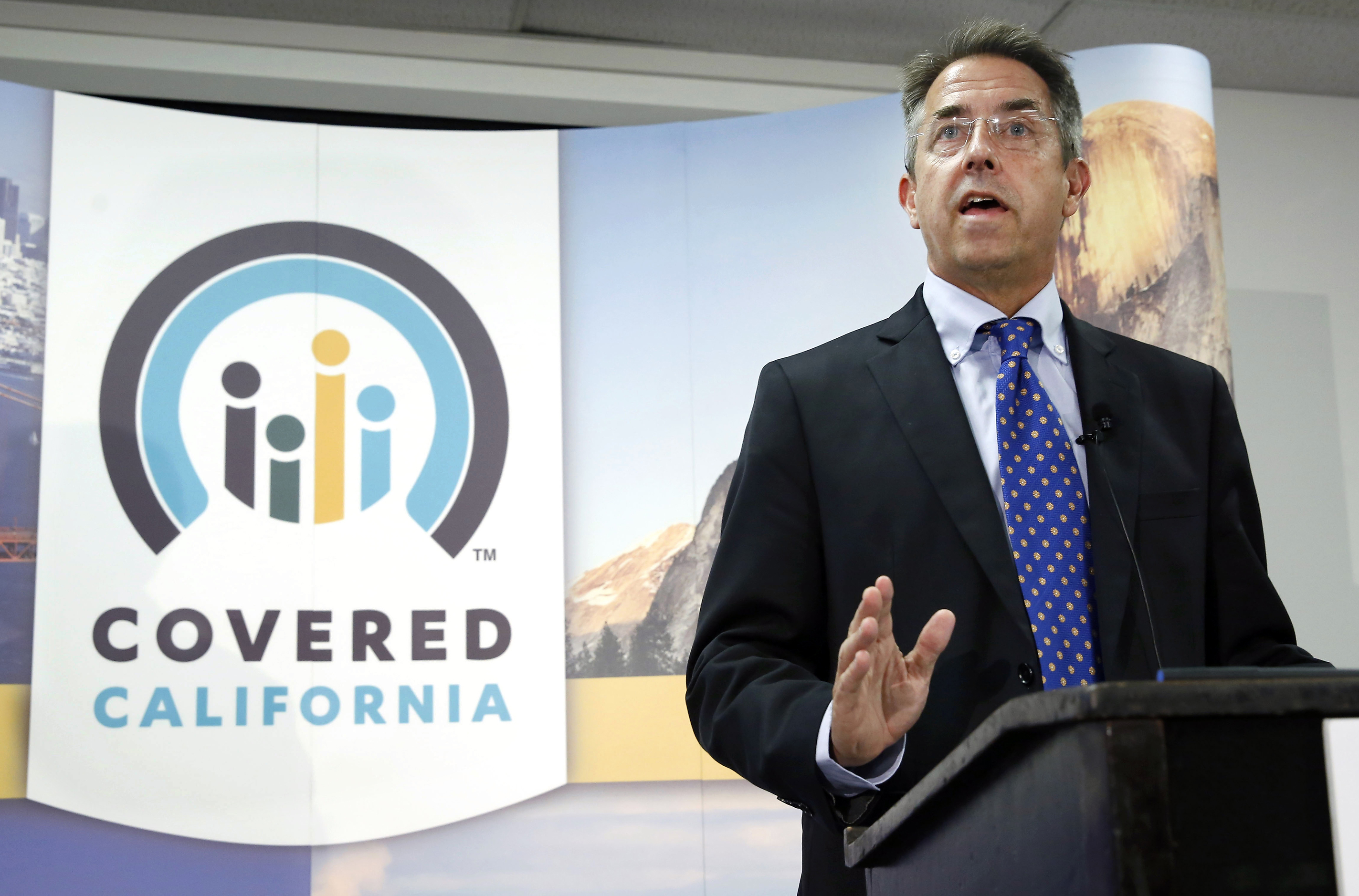 Peter Lee, executive director of Covered California, the state's health insurance exchange, talks at a news conference in Sacramento, Calif. (AP Photo/Rich Pedroncelli, File)