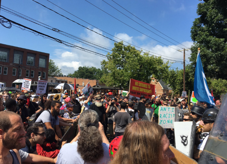 Protesters take to the streets of Charlottesville, VA on August 12, 2017. CREDIT: Joshua Eaton/ThinkProgress