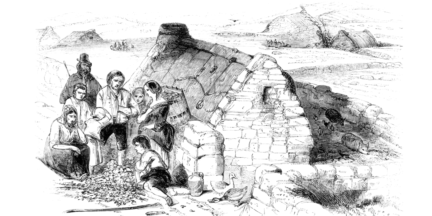 A starving family during the Irish Potato Famine. CREDIT: Public Domain