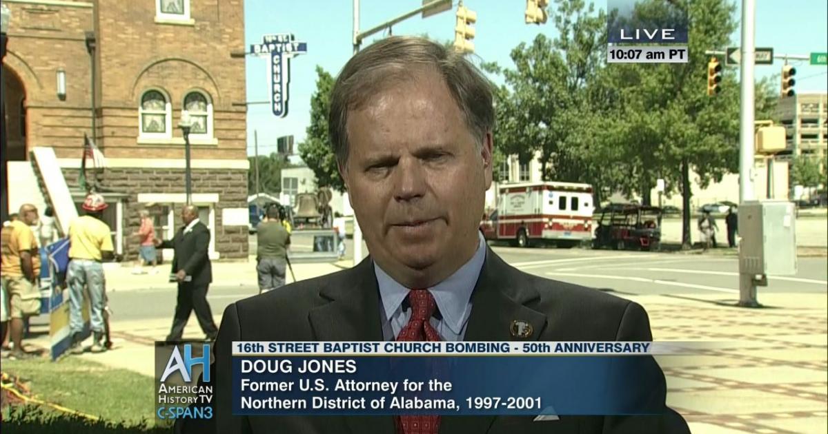 Doug Jones, a former U.S. attorney, prosecuted KKK members for a church bombing in Birmingham, Alabama. CREDIT: Screenshot