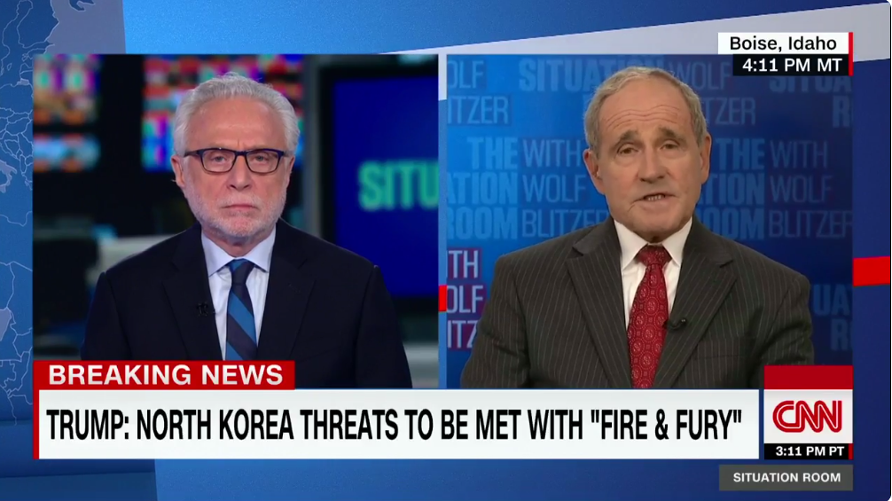 Republican Sen. Jim Risch speaks with CNN's Wolf Blitzer on Wednesday, August 9, 2017.