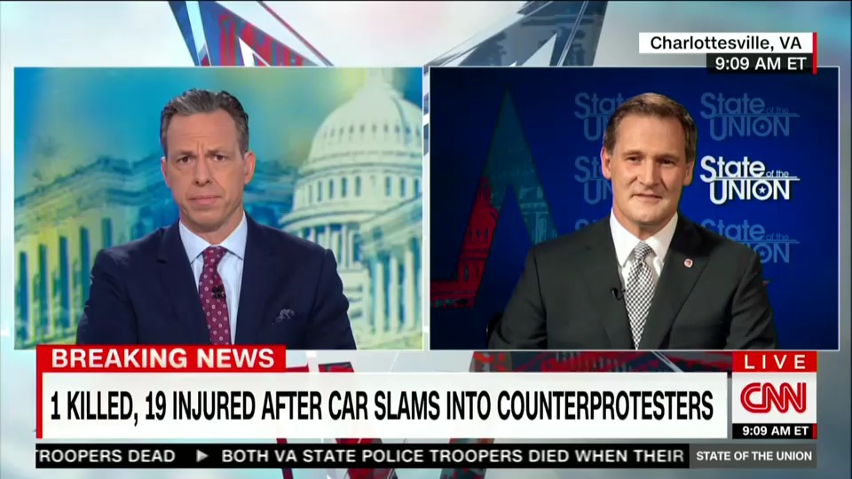 Charlottesville Mayor Mark Signer on CNN's State of the Union. Credit: CNN