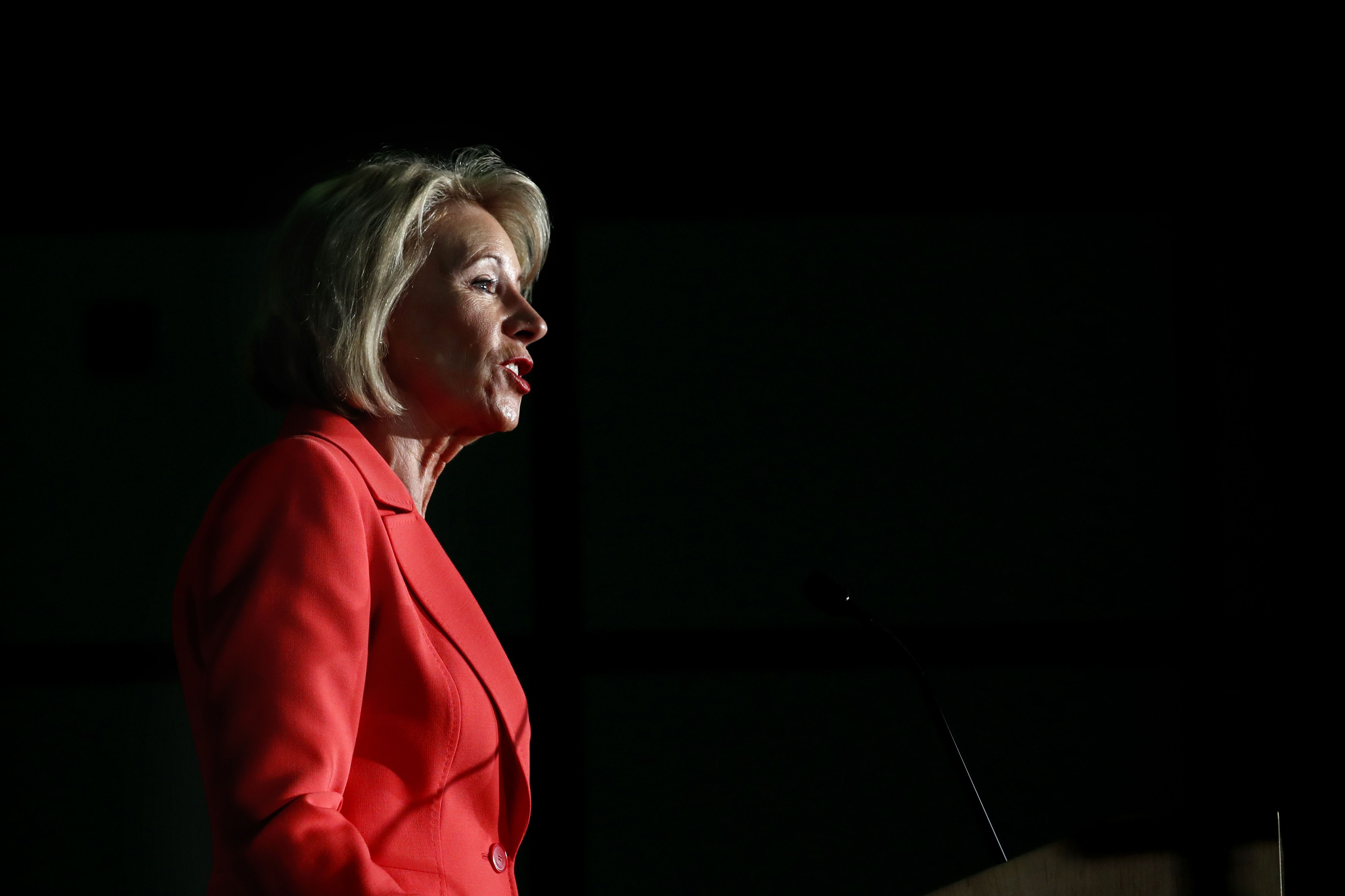 Education Secretary Betsy DeVos speaks at George Mason University. (CREDIT: AP Photo/Jacquelyn Martin)