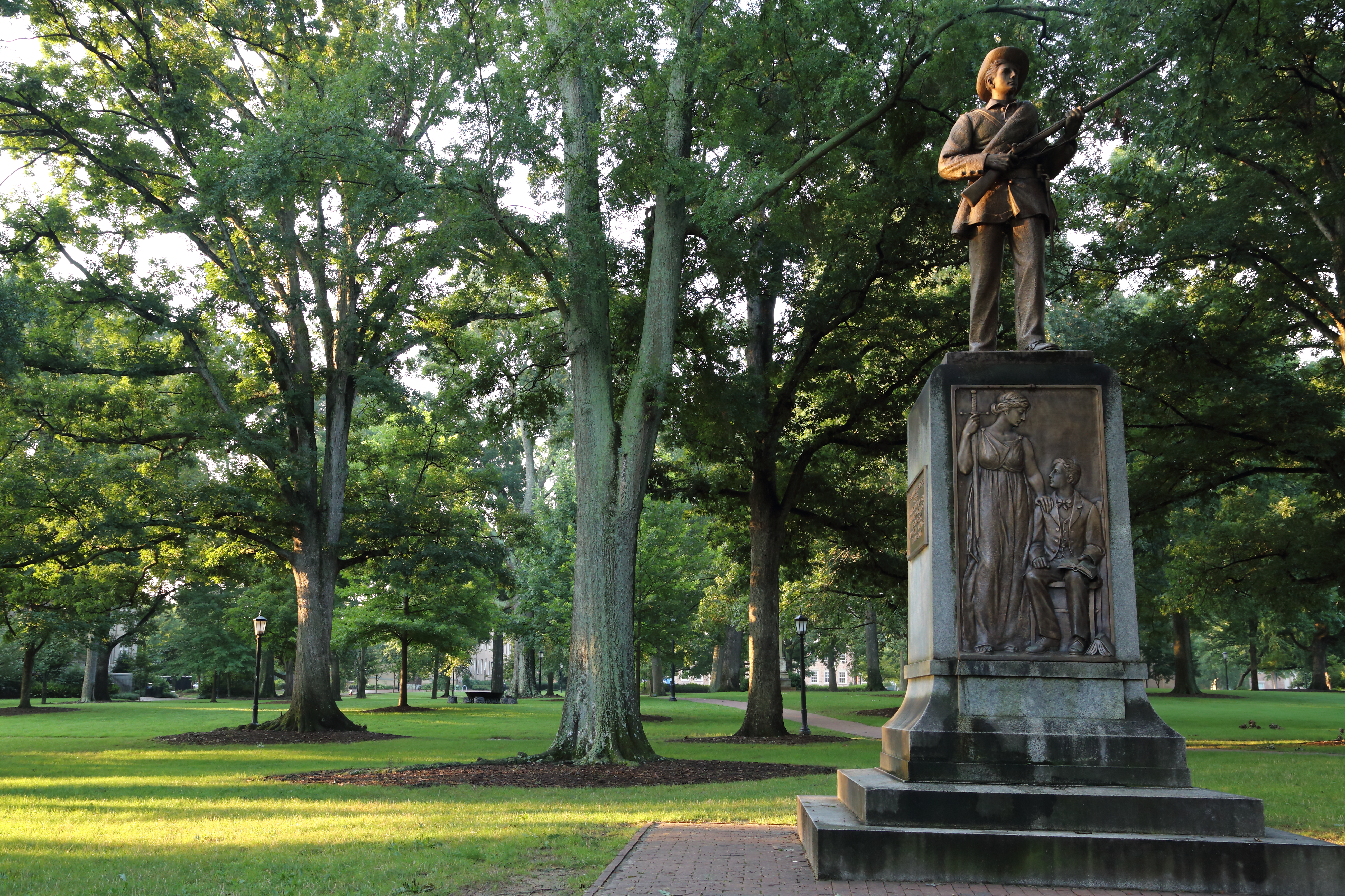 Silent Sam, the Confederate Soldier's memorial on McCorkle Place at the University of North Carolina at Chapel Hill. CREDIT: Don McCullough