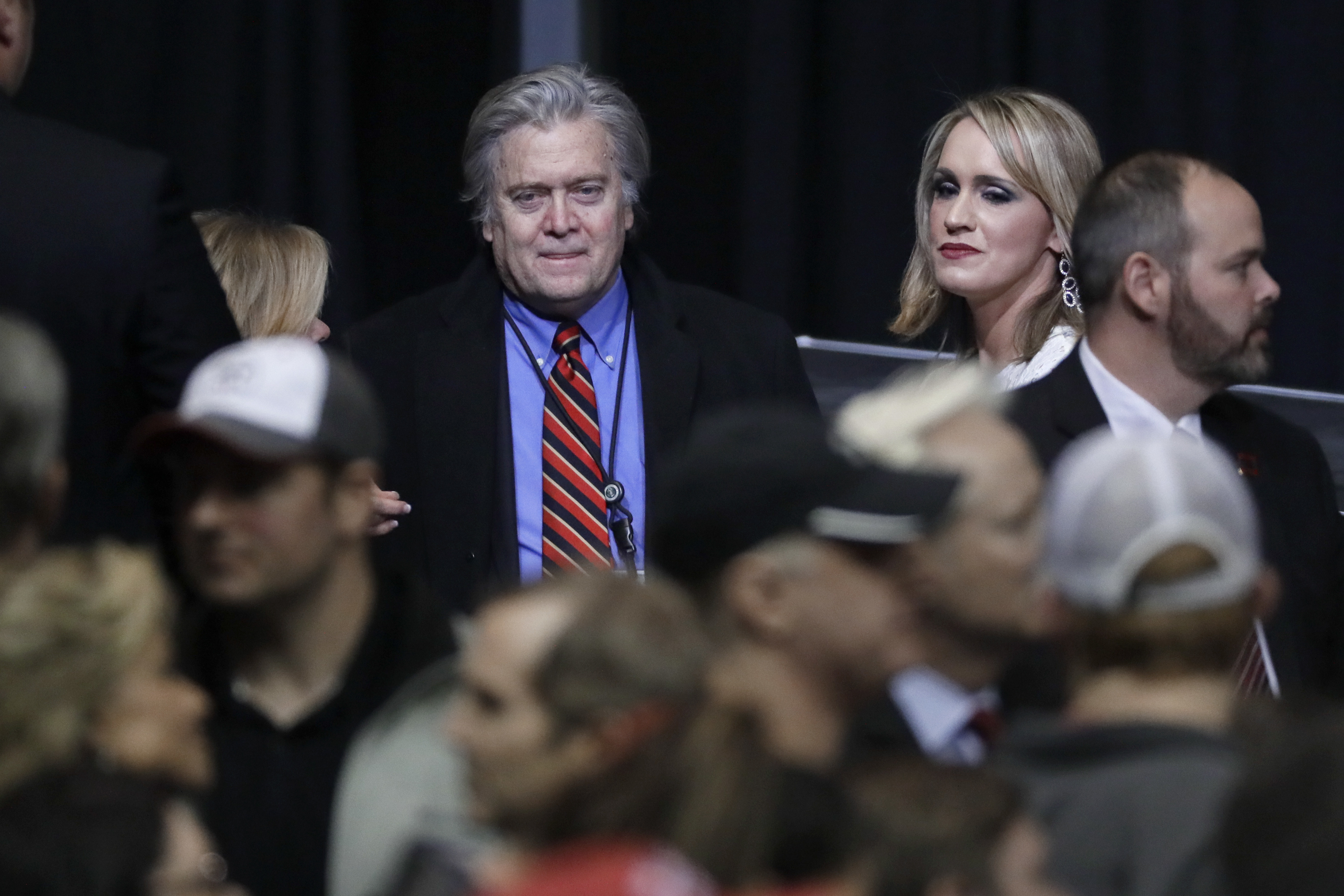 White House chief strategist Steve Bannon waits for the start of a rally for President Donald Trump Wednesday, March 15, 2017, in Nashville, Tenn. CREDIT: AP Photo/Mark Humphrey