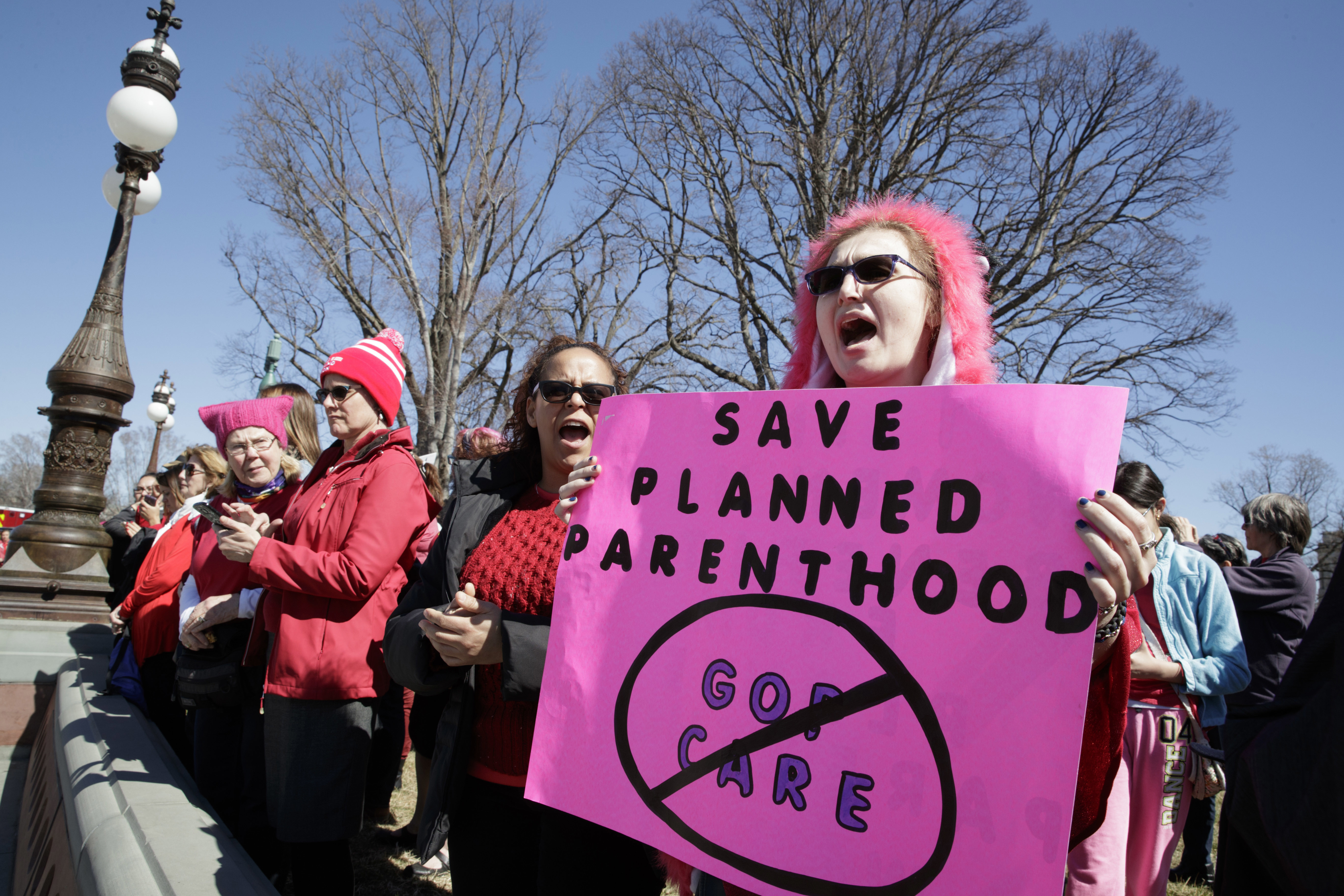 In this Wednesday, March 8, 2017 file photo, activists voice their objections as House Republicans work on their long-awaited plan to repeal and replace the Affordable Care Act, on Capitol Hill in Washington. CREDIT: AP Photo/J. Scott Applewhite