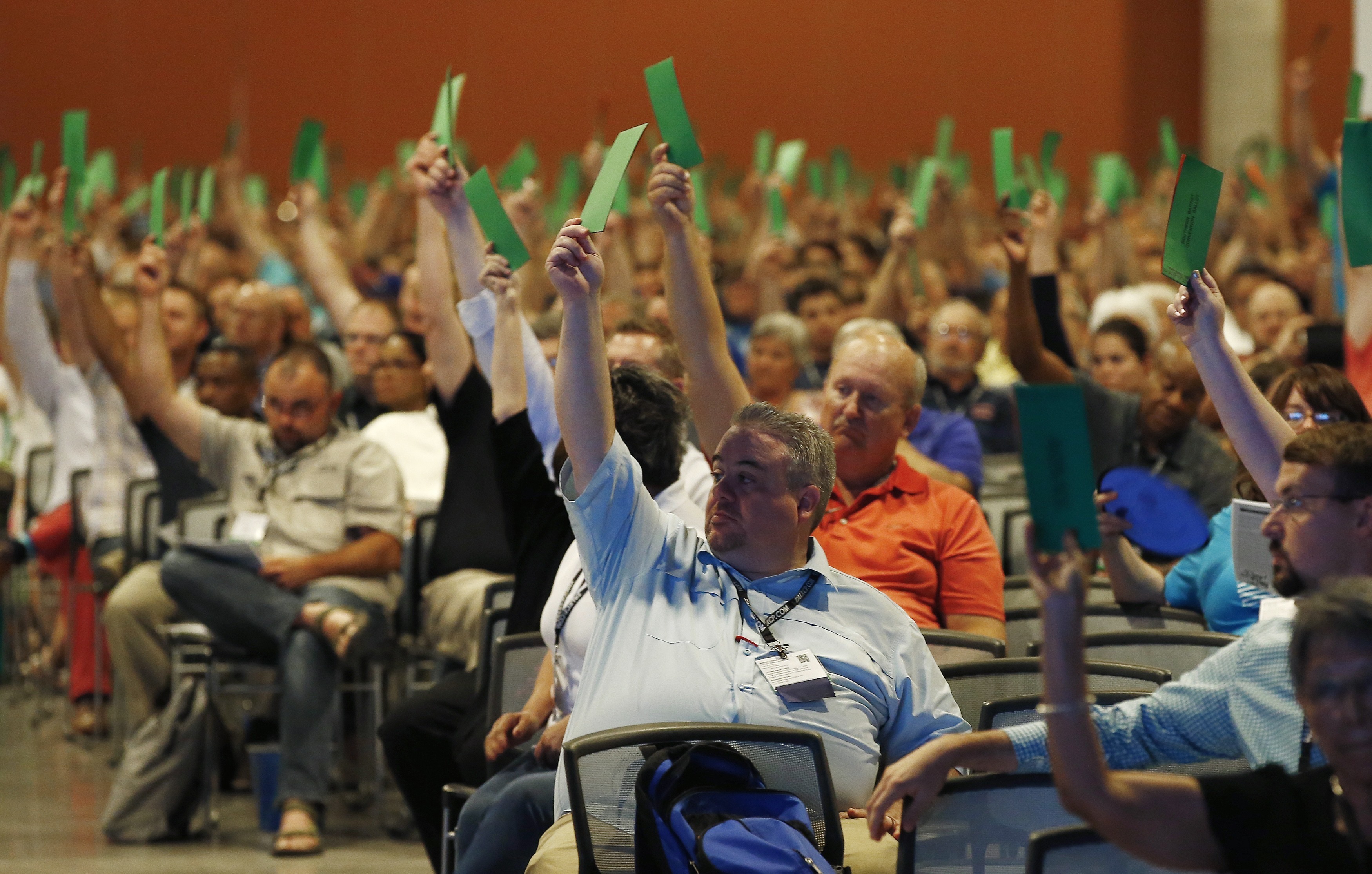 Southern Baptist vote to condemn white nationalists in June. CREDIT: AP Photo/Ross D. Franklin
