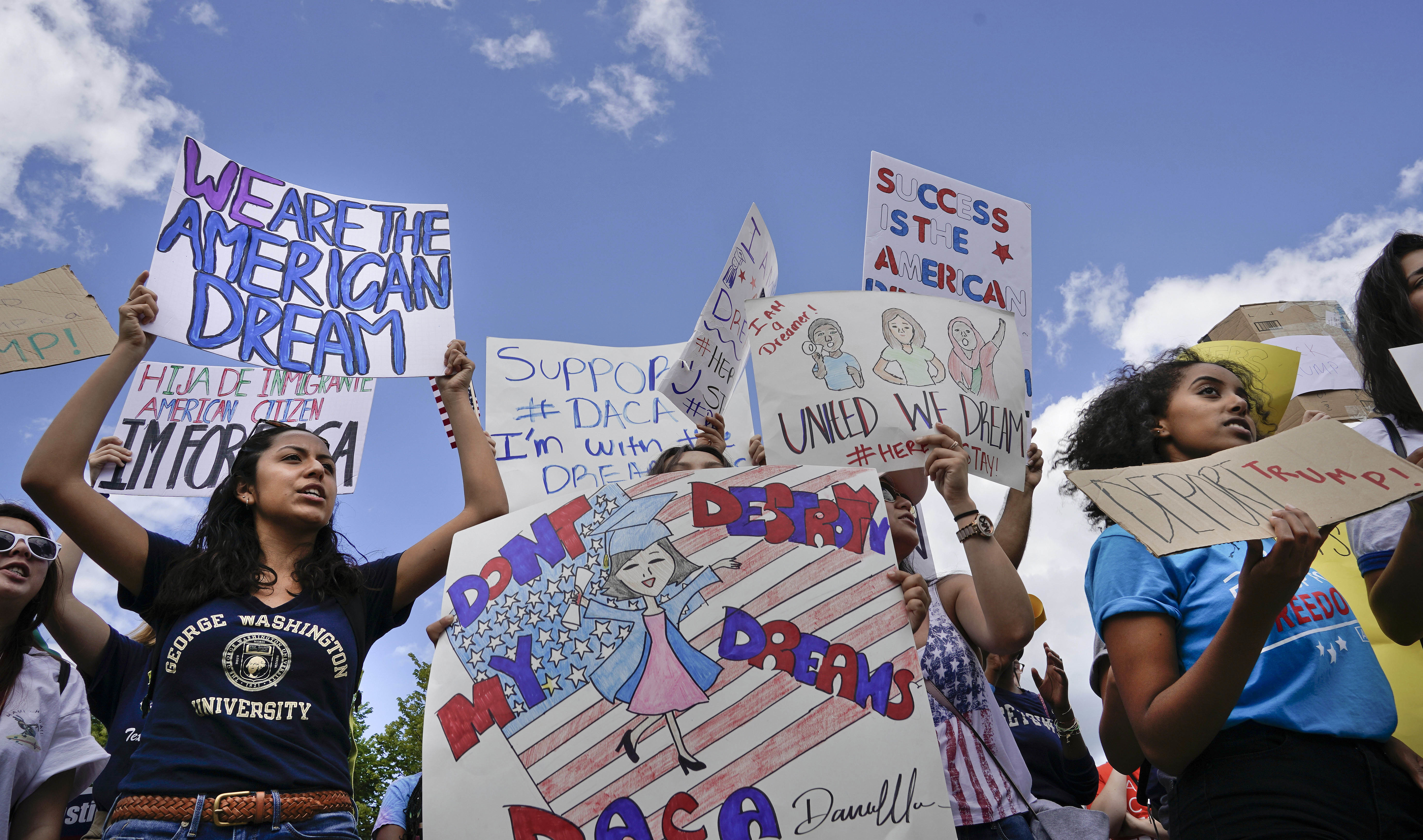 DACA supporters rally on Pennsylvania Avenue in front of the White House in Washington, Saturday, Sept. 9, 2017. CREDIT: AP Photo/Pablo Martinez Monsivais